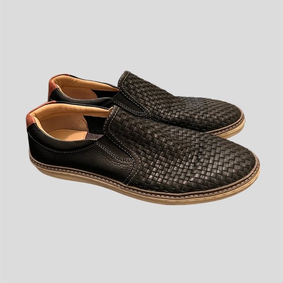 Johnston & Murphy size 9 black woven leather slip-on shoes main image 5